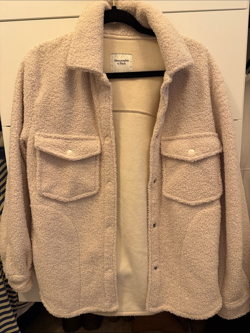 Abercrombie & Fitch Cream Teddy Shacket